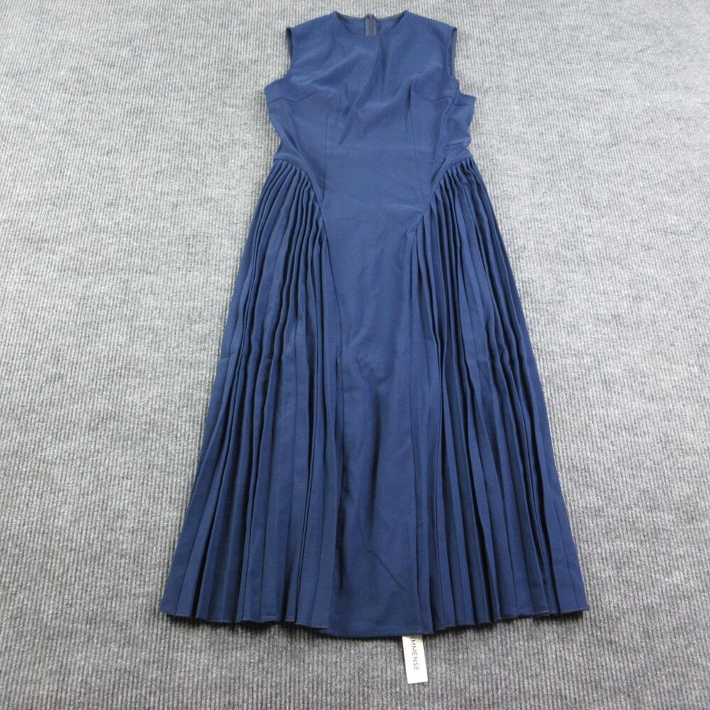 COMMENSE Dress Womens XL Blue Fit & Flare Maxi Pleated Sleeveless Round Neck NWT - Picture 1 of 16